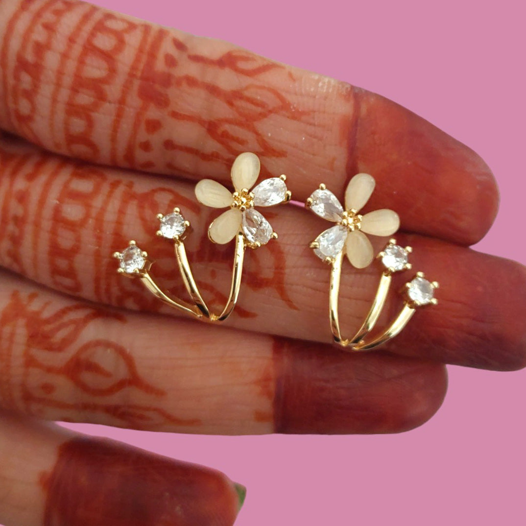 Our New Rose Gold Plated Zircon and Stone Stud Earrings at Ramdev Art Fashion Jewellery