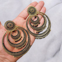 Oxidized Heavy Earrings with Black Pearls for Women and Girls