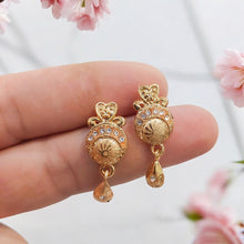 Graceful 22K Gold Plated Floral Stud Earrings for Women and Girls