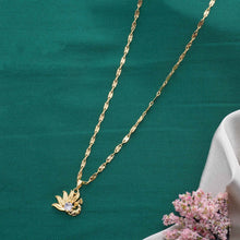 Elegant Brass Necklace Pendant with 22K Gold Plating and Diamond Studs