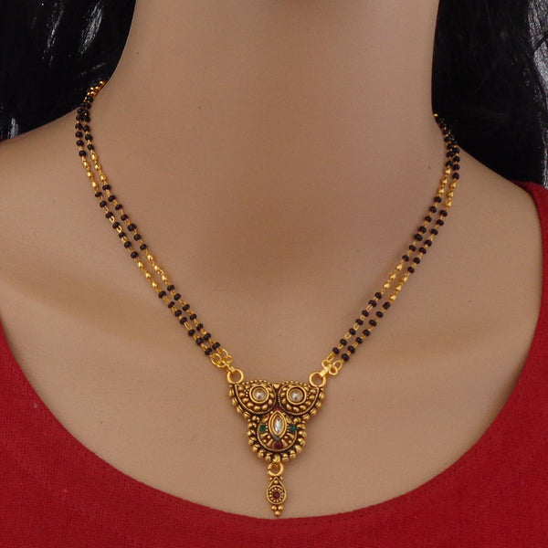 Elegant 22K Gold Plated Oxidized Pendant Mangalsutra for Women