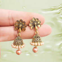 Daily Wear Oxidized Plated Stone Studs Jhumki Earrings for Women and Girls