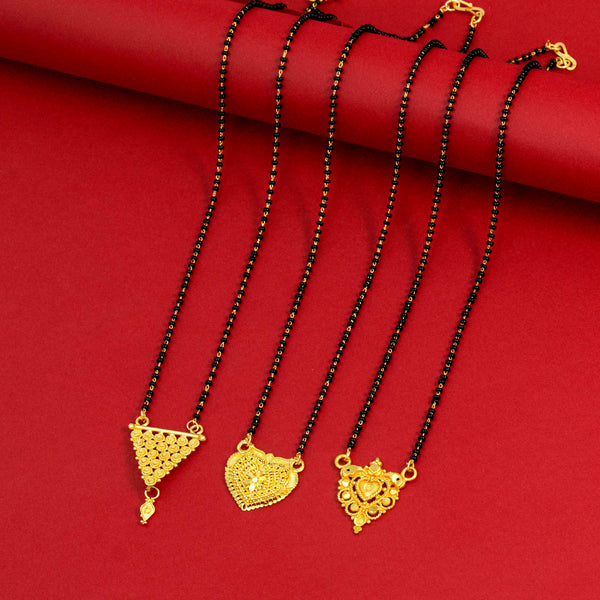 Elegant 22K Gold Plated Mangalsutra: Daily Wear Pack Of 3