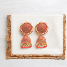 Maroon Gold Plated Jhumki Earrings for Women and Girls