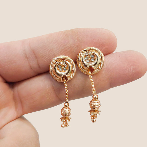 Chic 22K Gold Plated CZ Stone Stud Earrings for Women and Girls