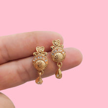 Graceful 22K Gold Plated Floral Stud Earrings for Women and Girls