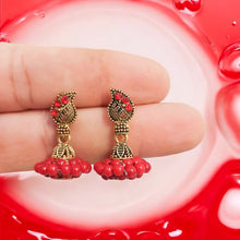 Handmade Oxidized Red Pearl Stud Earrings for Women and Girls