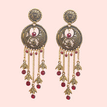 Red Crystal Oxidised Plated Jhumki Earrings for Women and Girls