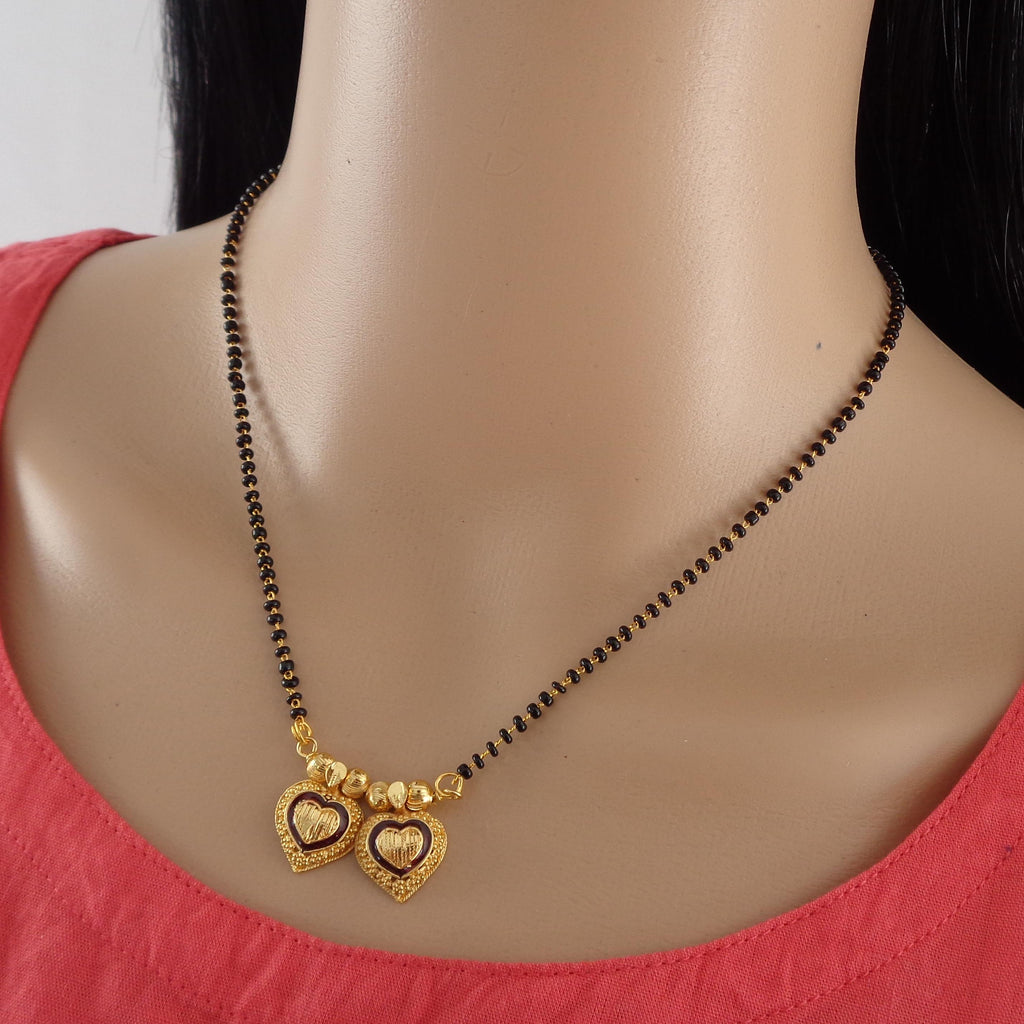 Classic Daily Wear 22K Gold Plated Heart Vati Mangalsutra for
