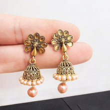 Daily Wear Oxidized Plated Stone Studs Jhumki Earrings for Women and Girls