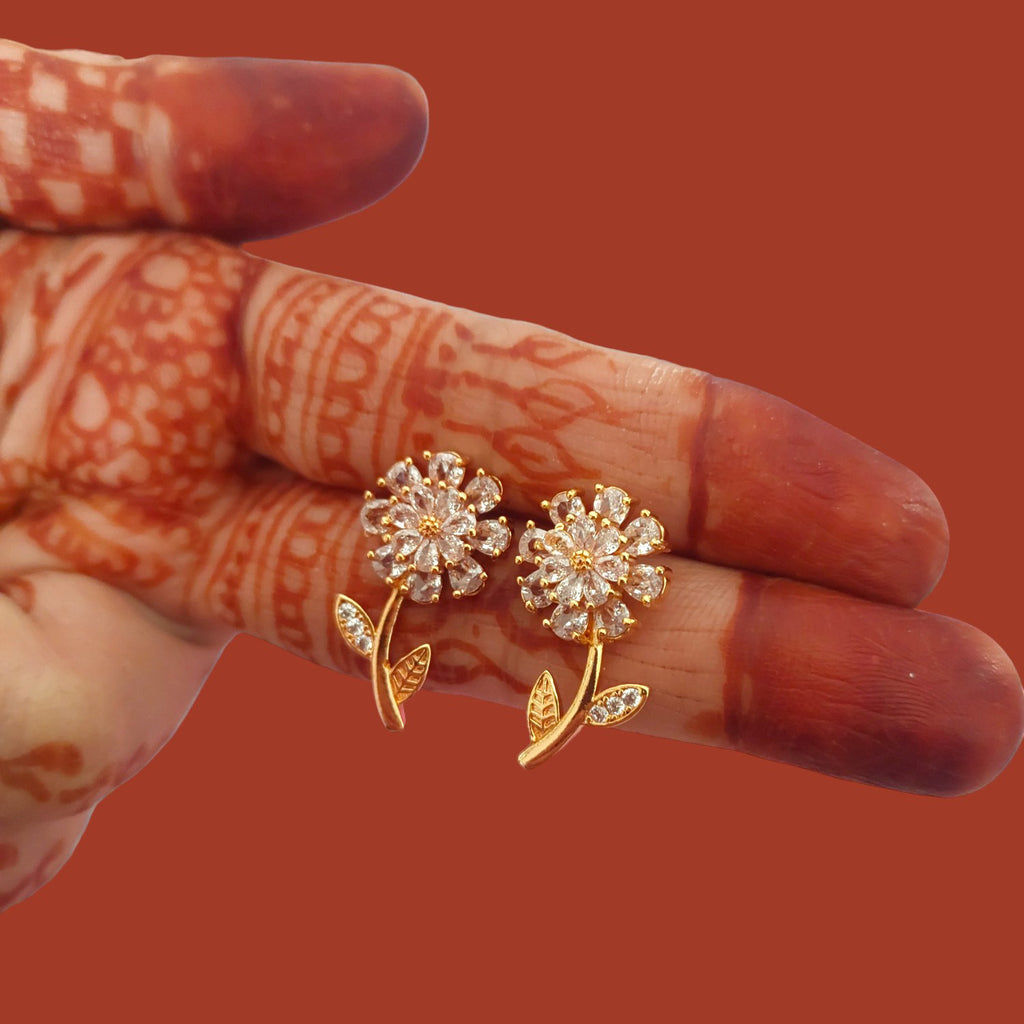 Everyday Rose Gold American Diamond Stud Earrings for Girls and