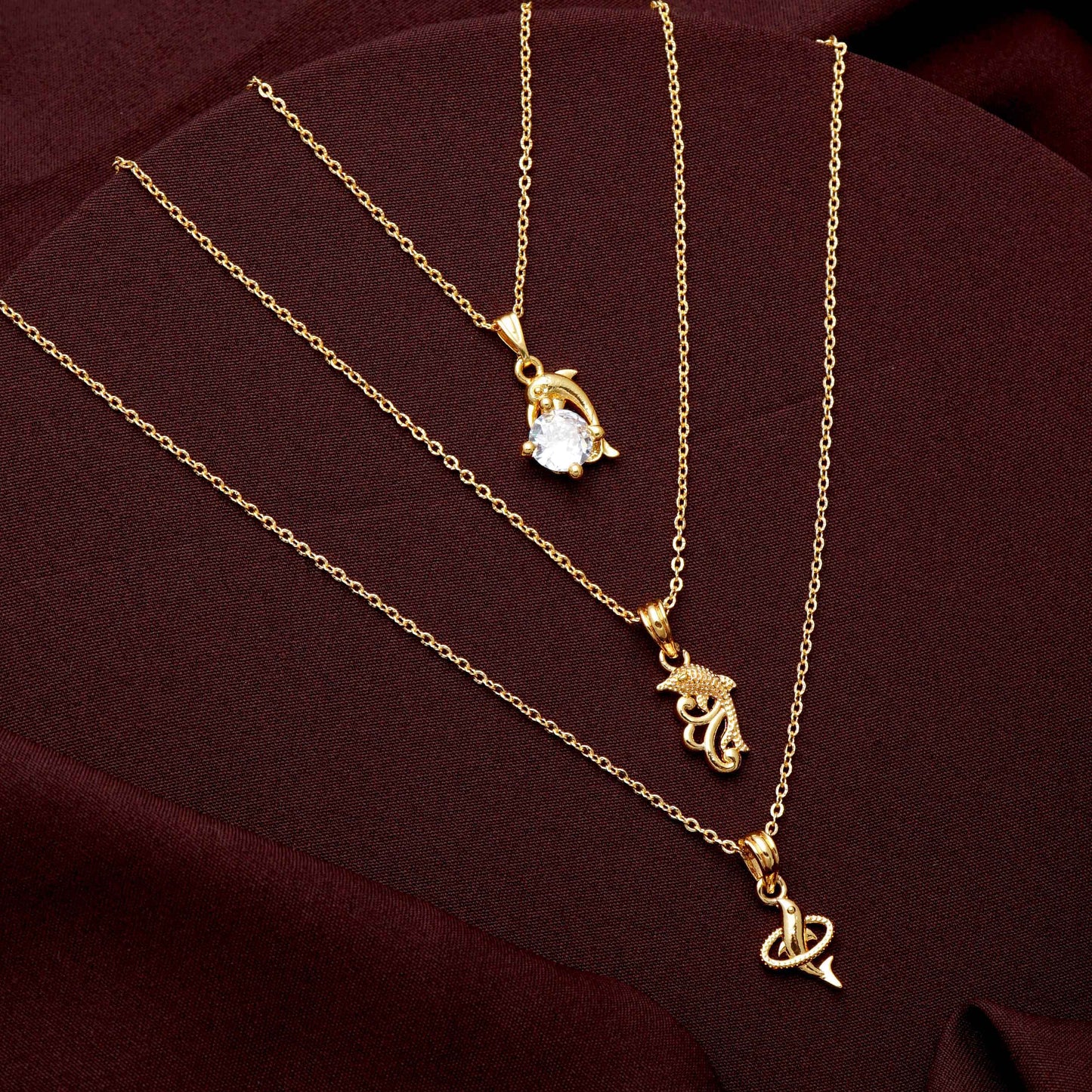 Pendant Chain Fish Machali Design Gold Plated Jewelry for Women & Girls or Men & Boys