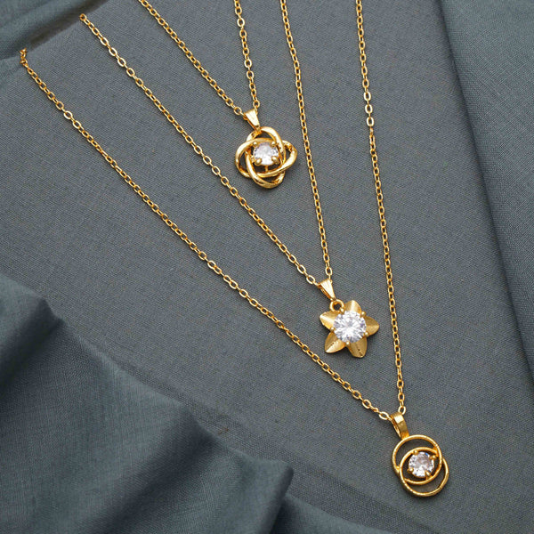 Beautiful and Stylish Ad Stone Flower and Round Shape Necklace Chain For Women and Girls