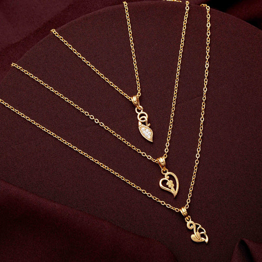 Get 3 Pic of Designer and Stylish Gold Plated Necklace Chain For Girls and Women