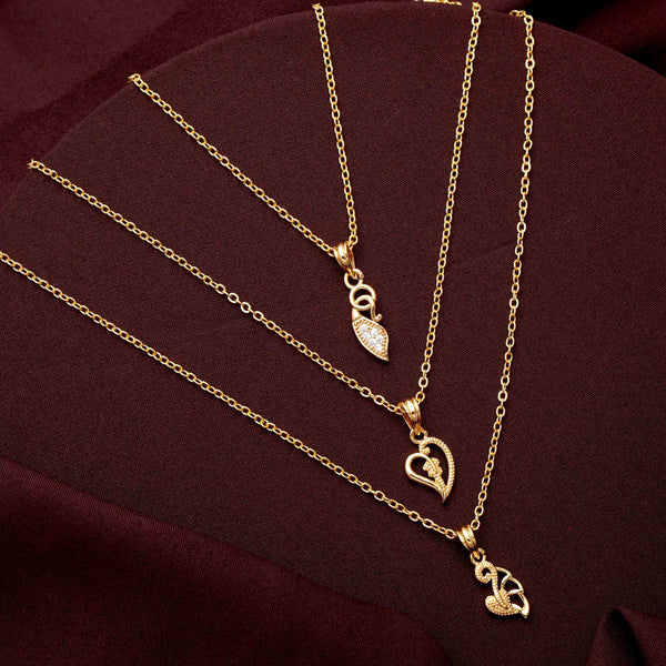 Get 3 Pic of Designer and Stylish Gold Plated Necklace Chain For Girls and Women