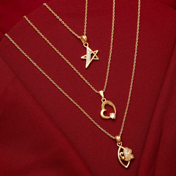 Butterfly Star and Heart shape Gold Chain Pendant For Girls and Women