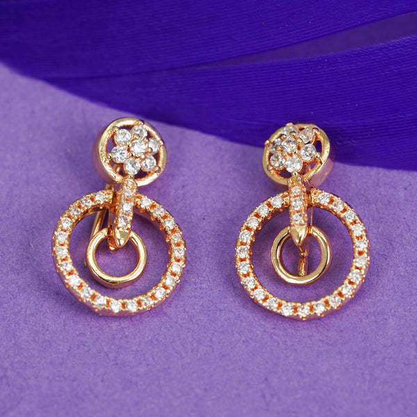 Elegant Rose Gold Stud Earrings with Brilliant American Diamonds