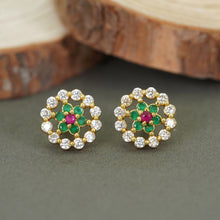 Stylish Gold-Plated AD Diamond Sparkle Studs For Women