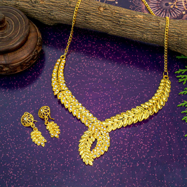 Stylish and Charming Gold Plated Necklace Set For Women and Girls