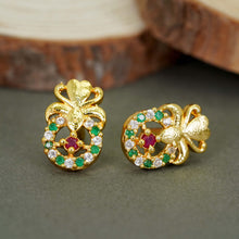 Stylish AD Diamond Gold-Plated Studs For Women and Girls