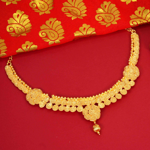 Ramdev Astonish Jalebi Design Gold Plated Choker Necklace set For Women and Girls