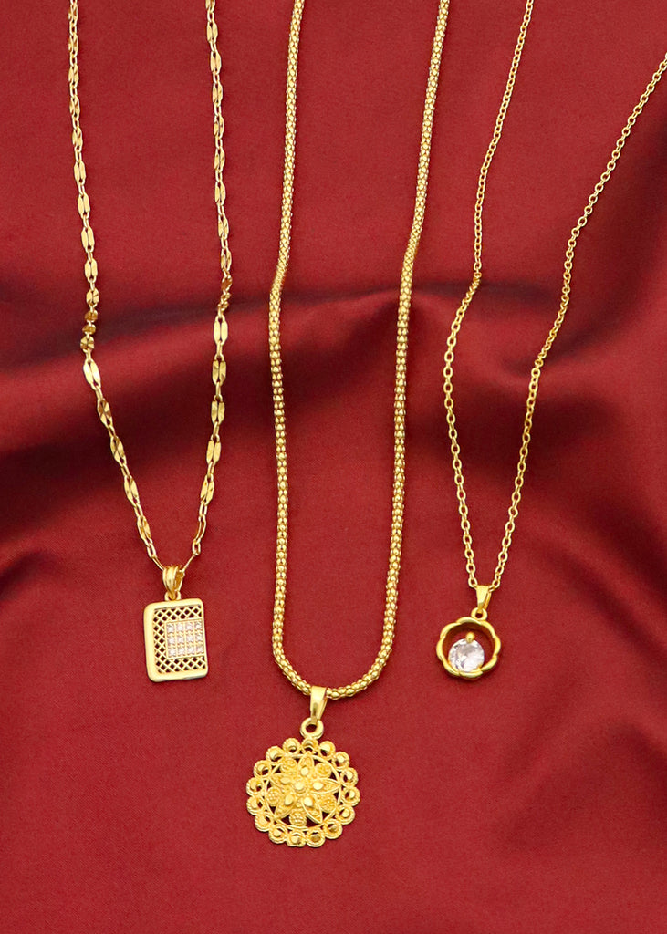 Charming 22K Gold Plated Necklace Chain Pendant For Women and