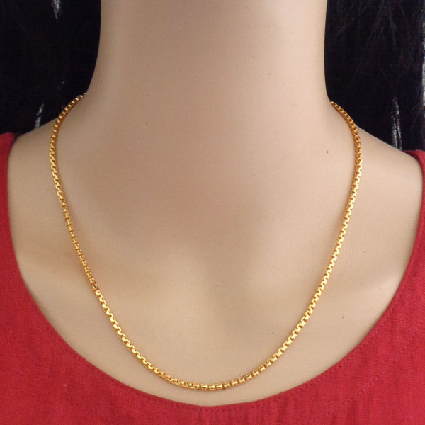 Simple 22K Gold Plated Brass Chain for Daily Wear