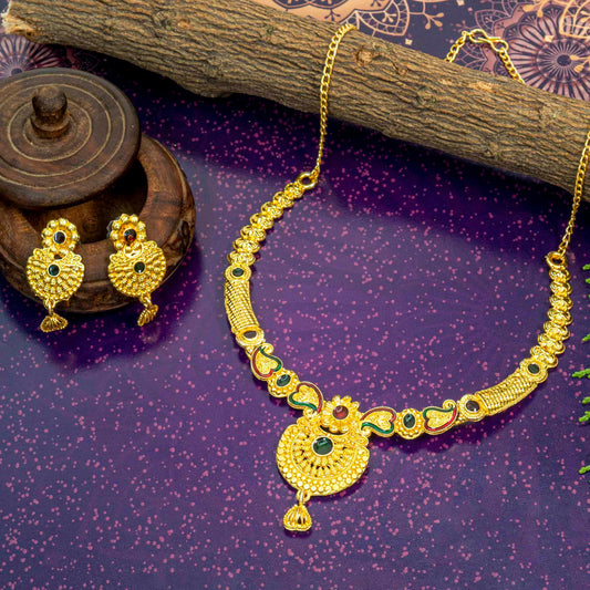 Ramdev Incredible Gold plated Necklace Set for Women and Girls
