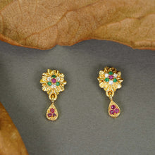 Glamorous Golden AD Diamond Studs For Women and Girls