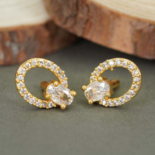 Polished Gold-Plated AD Diamond Earrings For Women and Girls