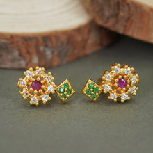 Glamorous Golden AD Diamond Studs Earrings For Women and Girls