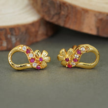 Golden Sparkle AD Diamond Studs Earrings For Women and Girls