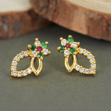 Fashion Glam AD Diamond Brass Gold Plated Studs Earrings For Women and Girls