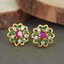 Stylish AD Diamond Gold-Plated Studs For Women and Girls