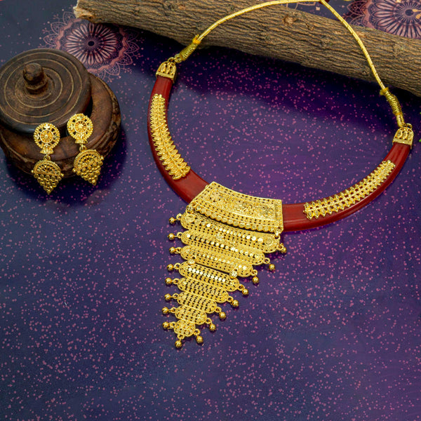 Designer and Stylish Gold Plated Necklace Set For Women and Girls