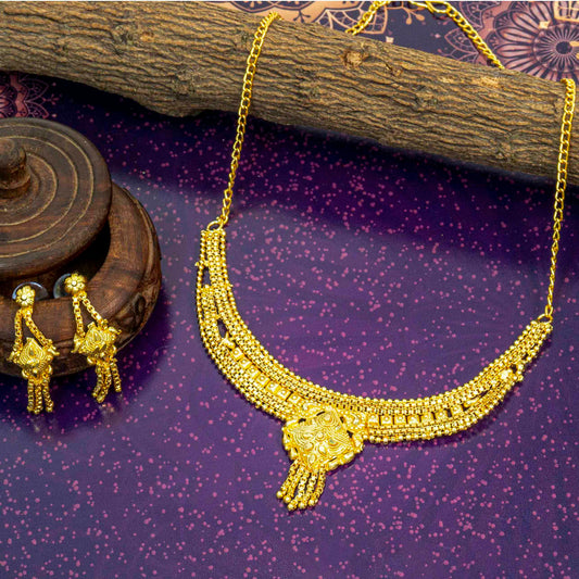 Beautiful and Stylish Handmade Work Brass Gold Plated Jewellery Set For Women and Girls