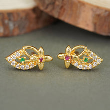 Fashion-Forward Gold-Plated AD Diamond Studs Earrings For Women