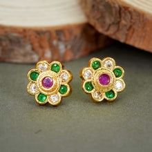 Stylish AD Diamond Gold-Plated Studs Earrings For Women