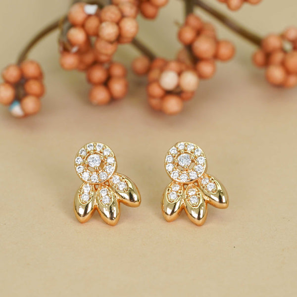 Everyday Wear Rose Gold American Diamond Stud Earrings for Women