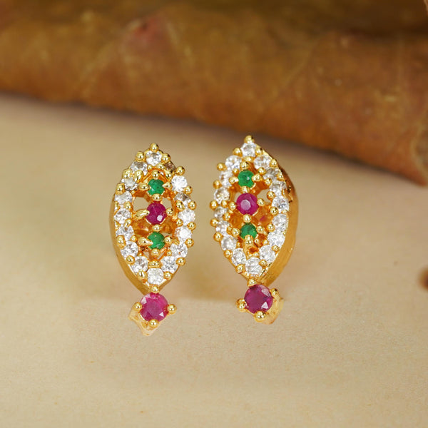 Charming Gold-Plated AD Diamond Earrings For Women and Girls