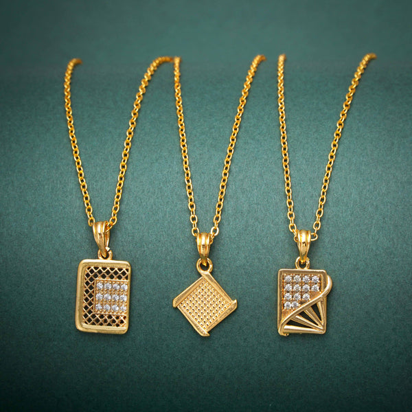 Gold Plated Square Pendant Chains for Daily Wear, Perfect for Girls and Women