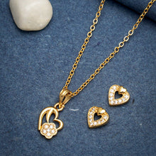 Daily Wear Heart Shape Gold Plated Necklace Chain Set Along With Earring For Women and Girls