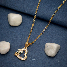 Heart and Butterfly 22K Gold Plated Necklace Chain For Women and Girls