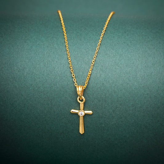 Glamorous and Stunning Cross Sign Gold Plated Necklace Chain For Women and Girls