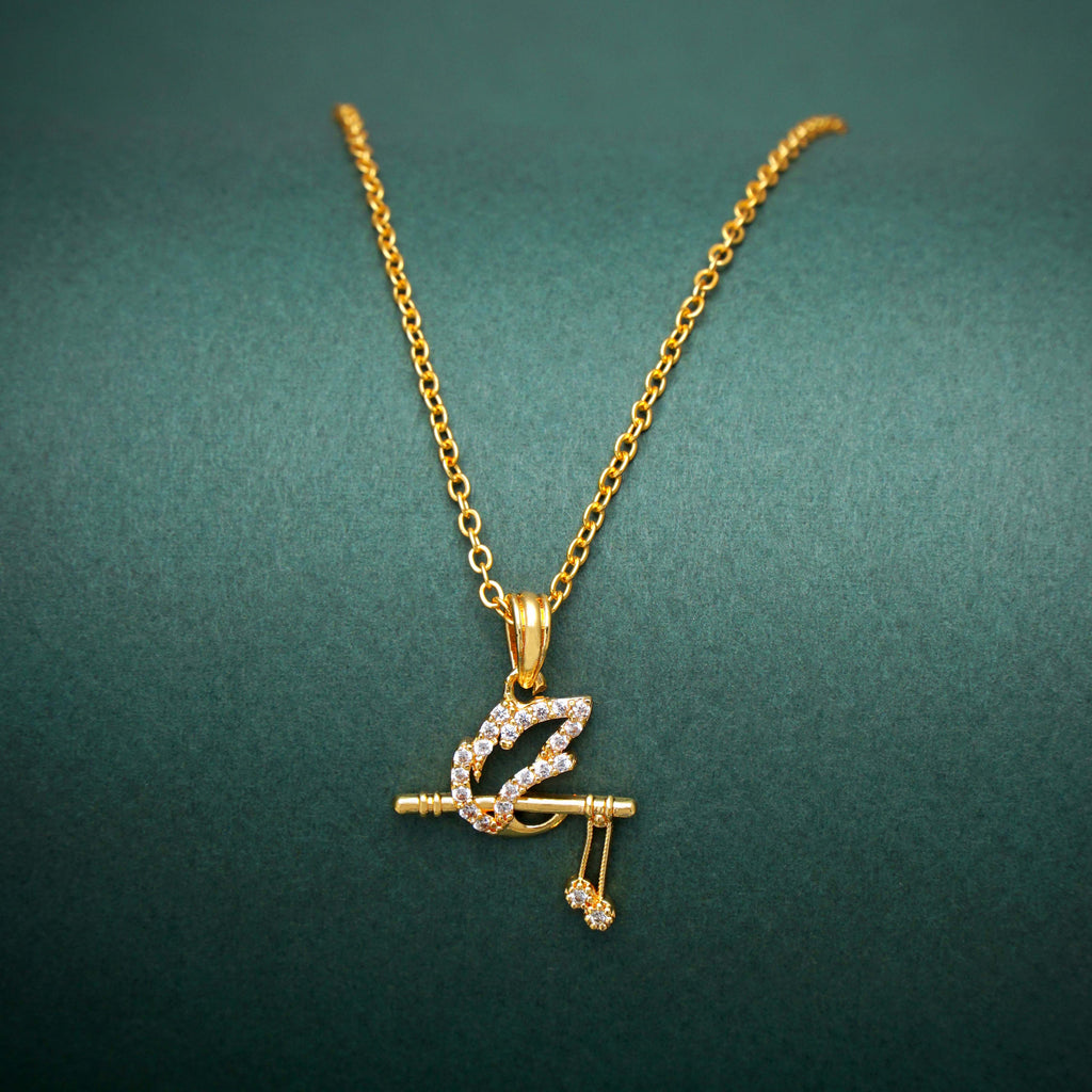 Gold Krishna's Flute Diamond Pendant – Ramdev art fashion jewellery