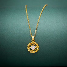 Round Shape AD Diamond Stud 22K Gold Plated Necklace Chain For Women and Girls