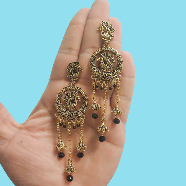 Designer Peacock Oxidized Jhumki Earrings for Women and Girls