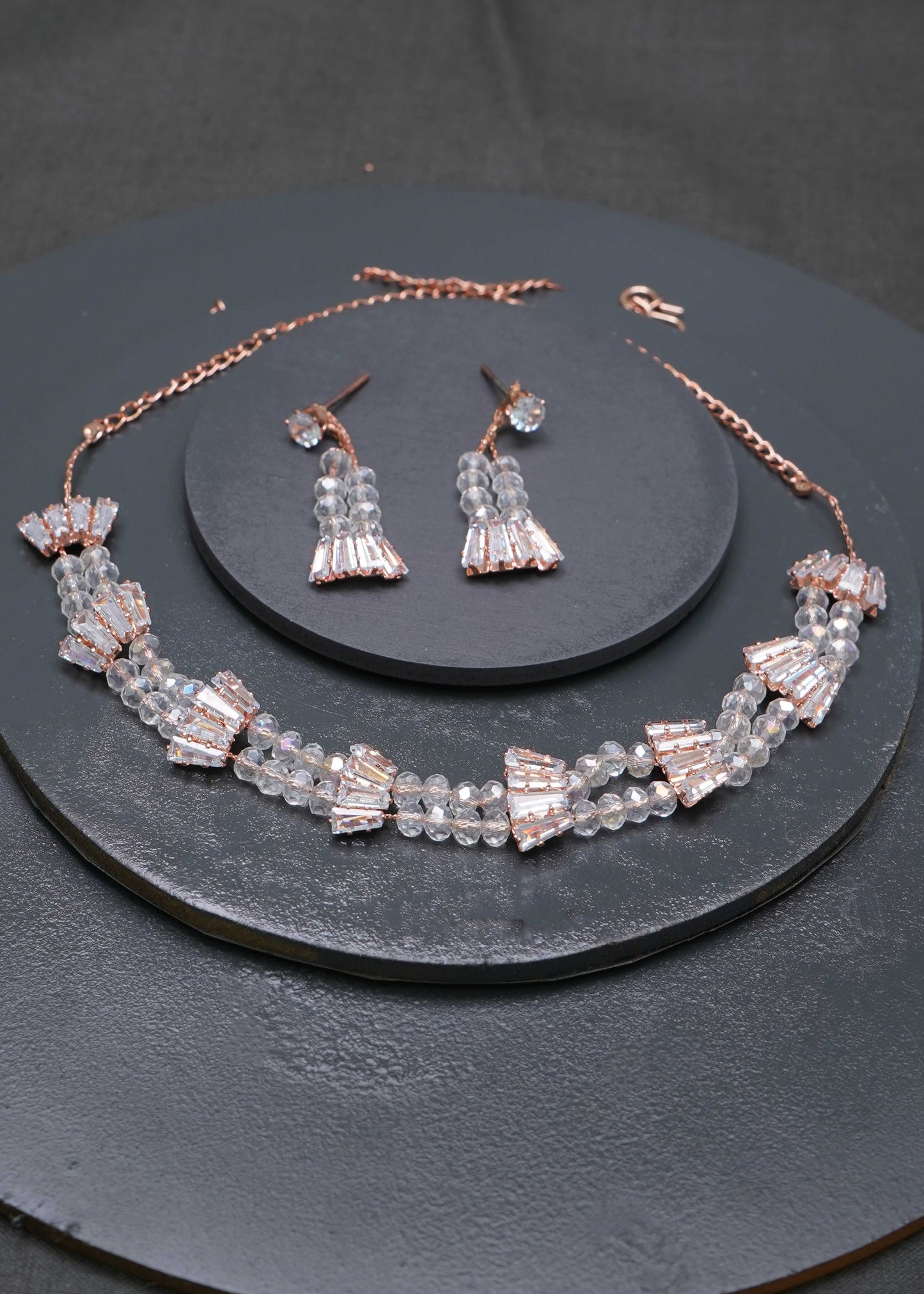 Designer and  Ad Diamond and Crystal Pearl  Studs Necklace Set For Women and Girls By Ramdev Art Fashion Jewellery