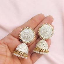 White Gold Plated Jhumki Earrings for Women and Girls