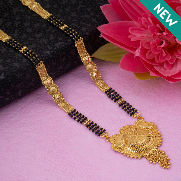 Stylish and Traditional 28 inch Long Brass Gold Plated Mangalsutra For Women and Girls